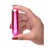10X RECHARGEABLE VIBRATING METALLIC BULLET - PINK